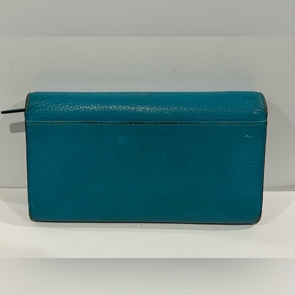 Kate Spade Turquoise Pebble Leather Wallet Clutch - Picture 5 of 9